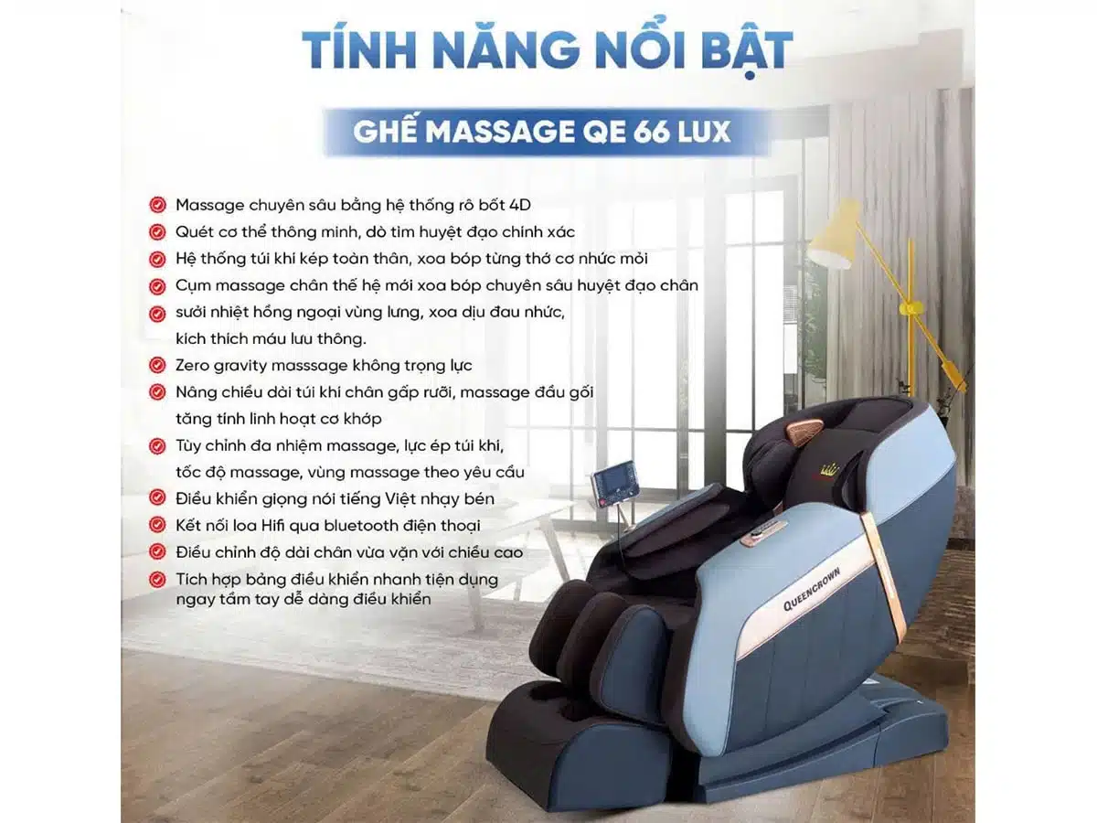 Ghế massage toàn thân Queen Crown QE66 Lux 18