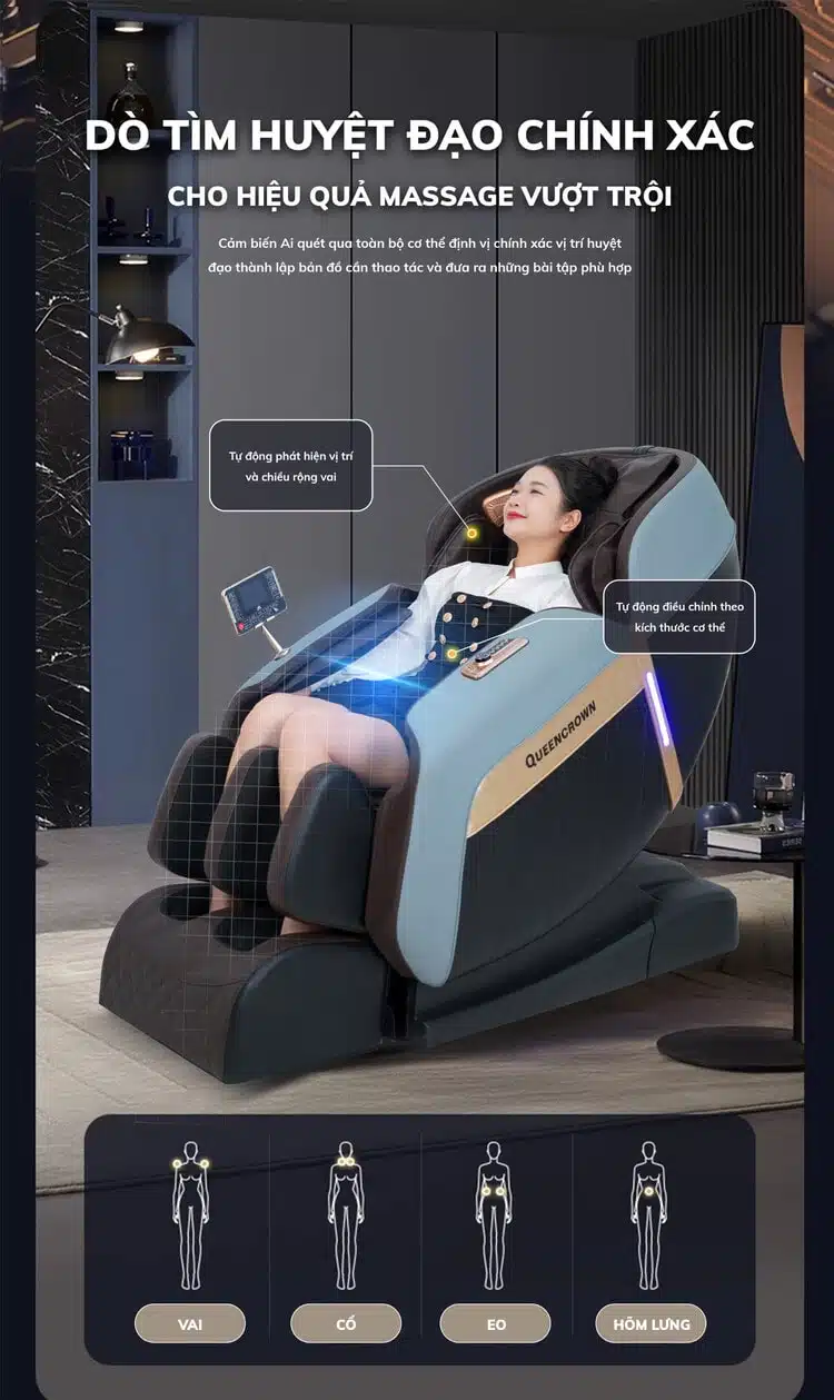 Ghế massage toàn thân Queen Crown QE66 Lux 16