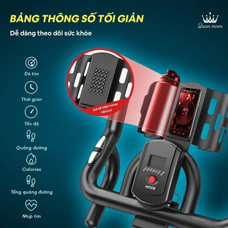 Xe Đạp Tập Thể Dục Tại Nhà Queen Crown 300 Sport 18